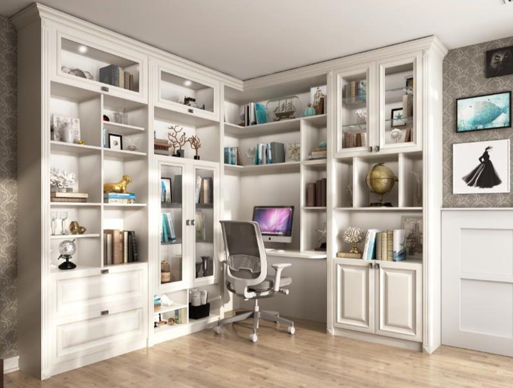 全鋁書柜-01（風格：現代；顏色：暖白橡木）